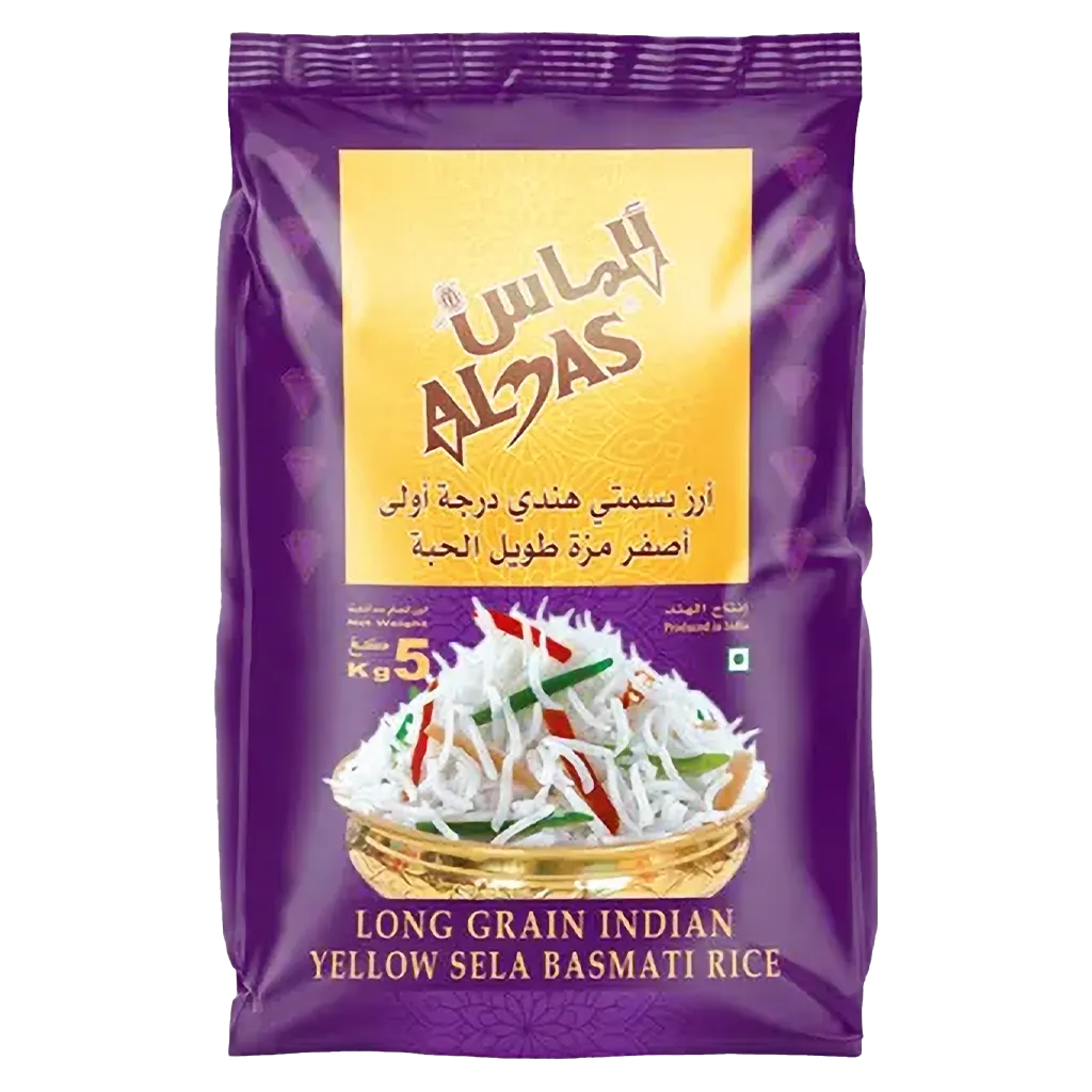 042a782f-f459-47e8-b365-6f6ea2ba2b98 الماس أرز بسمتي هندي أصفر طويل الحبة 5 كج - الصورة 1