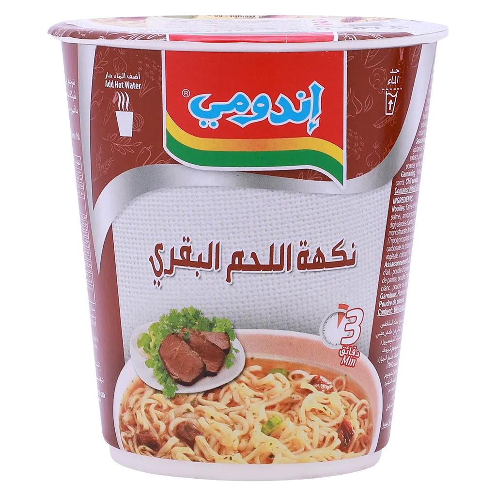 089686122046_1 اندومي نودلز كاسات بنكهة اللحم البقري 60 ج - الصورة 1