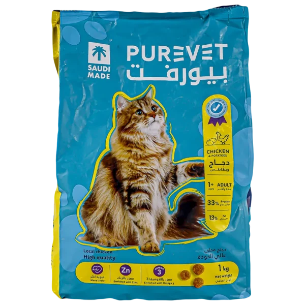 بيورفت دجاج وبطاطس طعام جاف للقطط البالغة 1 كج