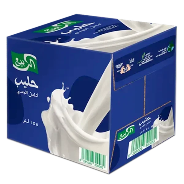 الربيع حليب كامل الدسم 8 حبات 1 لتر