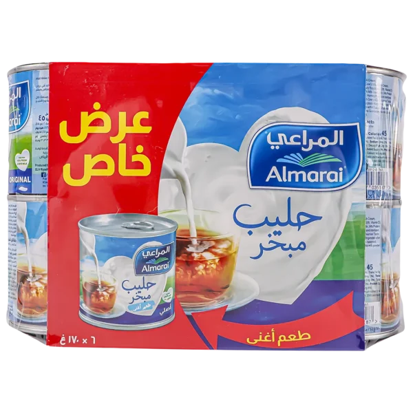 المراعي حليب مبخر كامل الدسم 6 حبات 170 ج