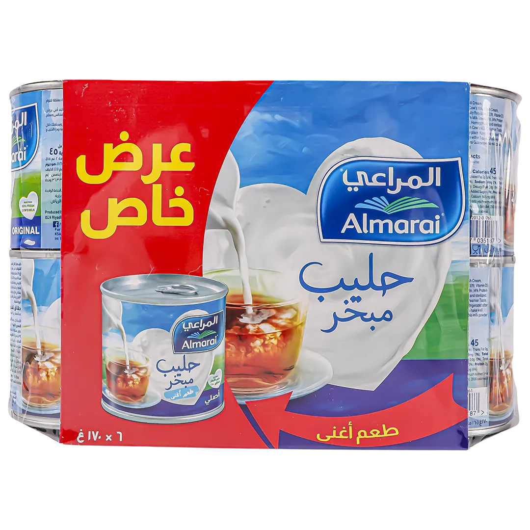 2f8b06da-5642-4255-914f-abb7f8c9da80 المراعي حليب مبخر كامل الدسم 6 حبات 170 ج - الصورة 1