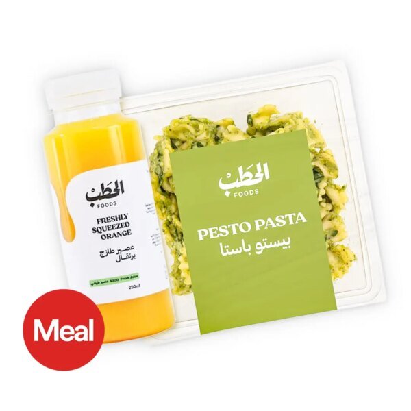 كومبو الحطب مكرونة وعصير برتقال
