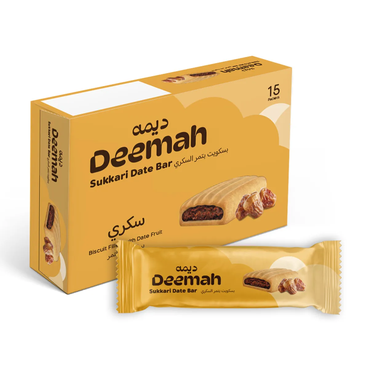 5629a856-5e49-4581-a52a-7cefda98016d ديمه بسكويت تمر السكري علبة 15 حبة 21 ج - الصورة 1