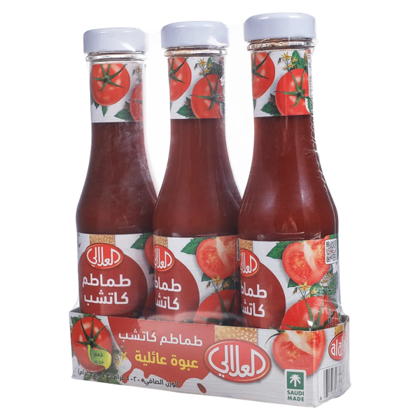 العلالي كاتشب طماطم زجاج عبوة عائلية 3 حبات 340 ج