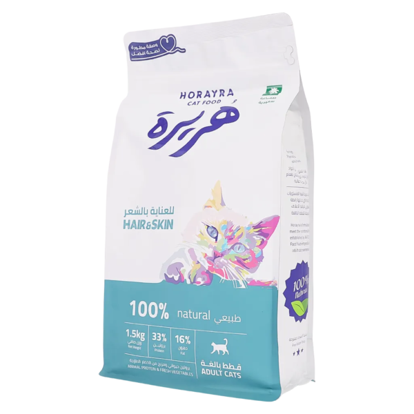 هريرة طعام جاف للقطط هير اند سكين للعناية بالجلد والشعر 1.5 كيلو