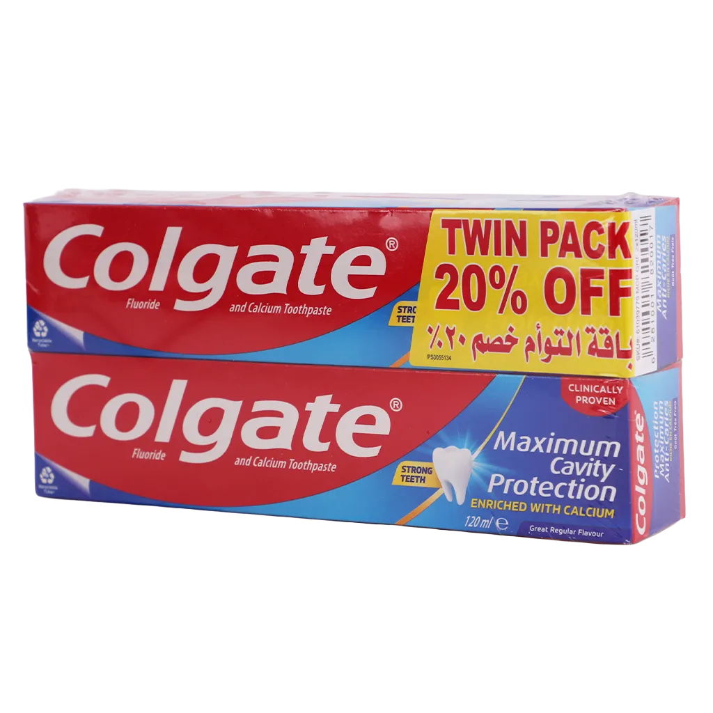6281001820017_1 كولجيت معجون أسنان حماية ضد التسوس بالنكهة العادية عبوة مزدوجة 120 مل - الصورة 1