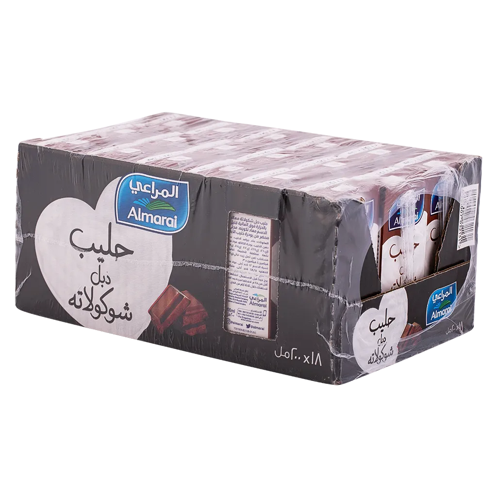 6281007032131_1 المراعي حليب دبل شوكولاتة 18 حبة 200 مل - الصورة 1