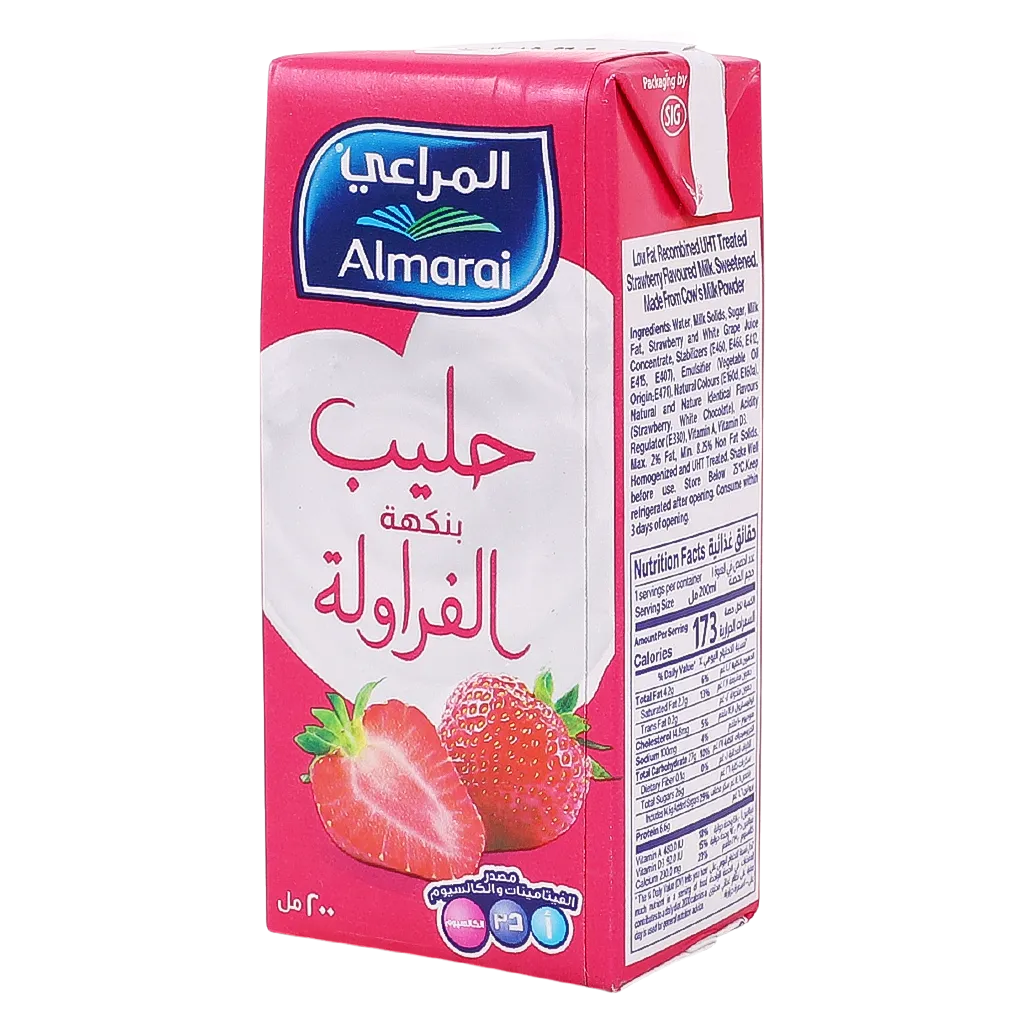 6281007032582_1 المراعي حليب بالفراولة 200 مل - الصورة 1