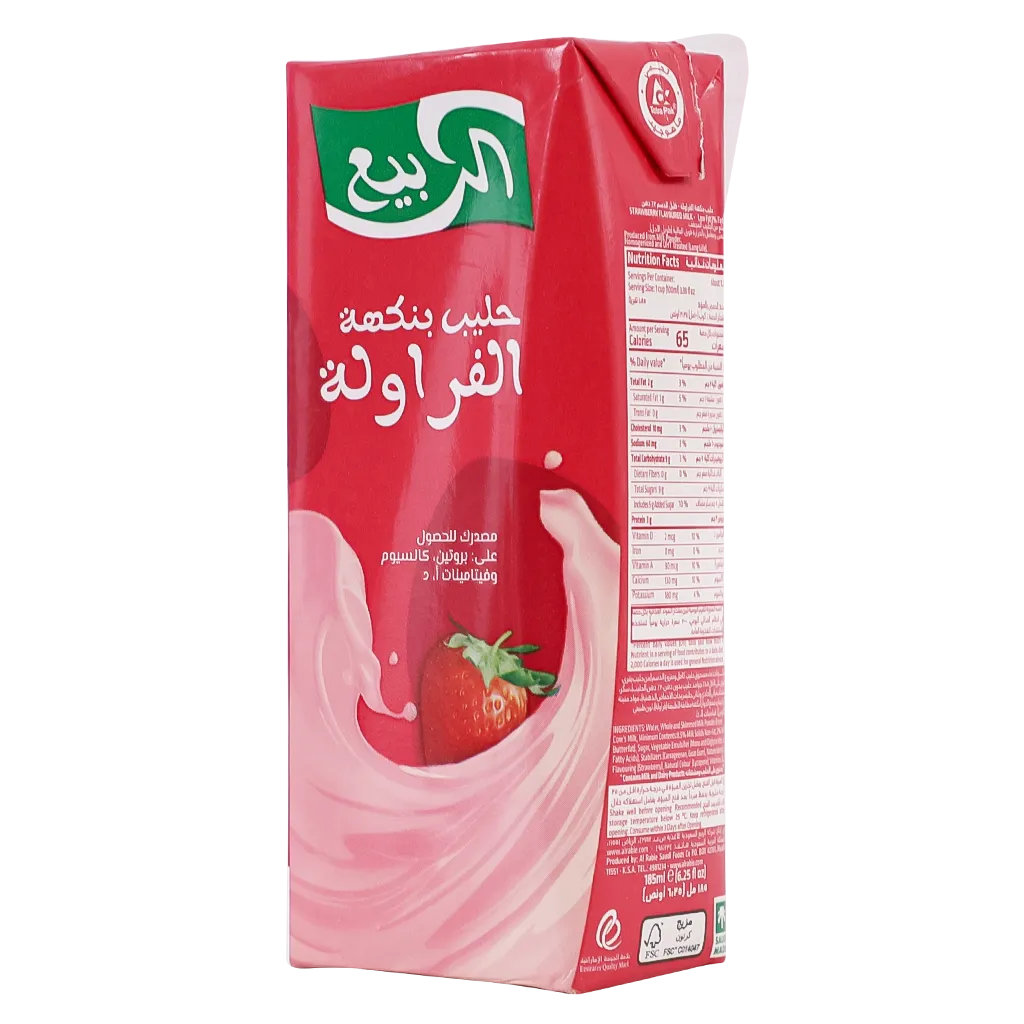 6281026121090_1 الربيع حليب بالفراولة 185 مل - الصورة 1