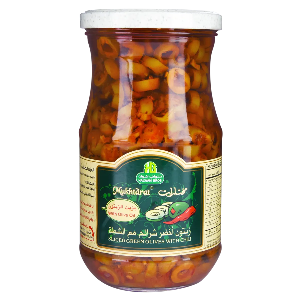 6281041291419_1 مختارات زيتون أخضر شرائح مع الشطة 650 ج - الصورة 1