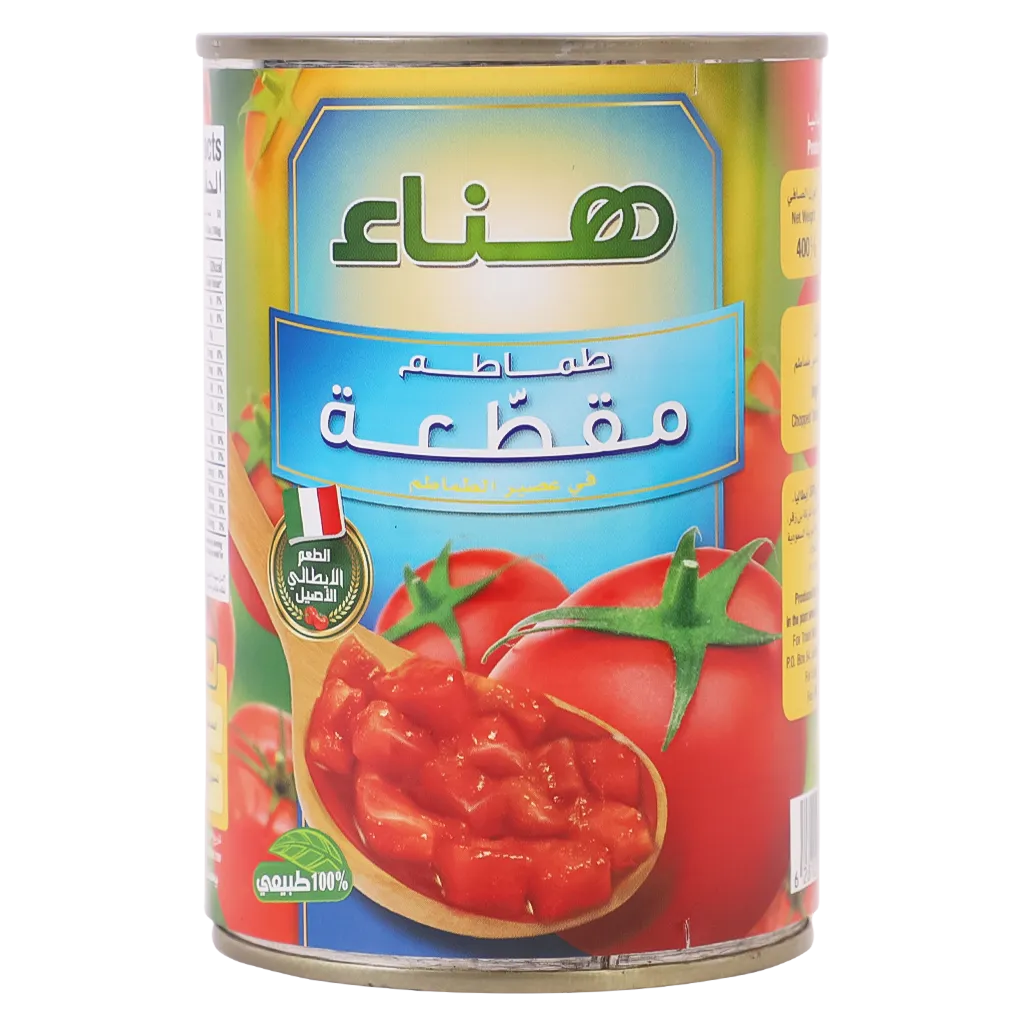 6281055072837_1 هناء طماطم مقطعة في عصير طماطم 400 ج - الصورة 1