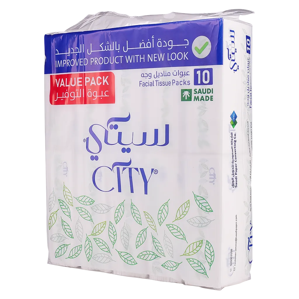 6281101539338_1 سيتي مناديل وجه 150 منديل مجموعة 10 حبات - الصورة 1