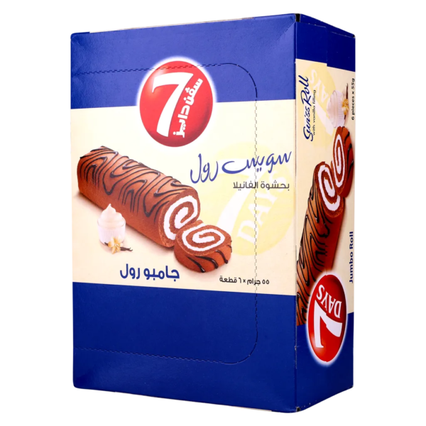سفن دايز سويس رول جامبو فانيليا علبة 6 حبة 55 ج
