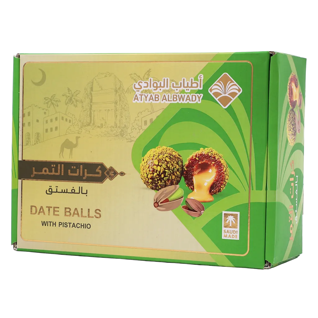 6287004382606_1 أطياب البوادي كرات التمر بالفستق 500 ج - الصورة 1