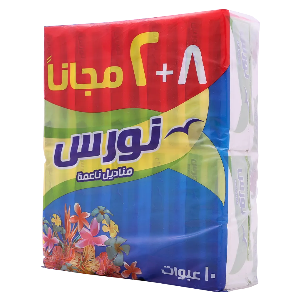 6294018801658_1 نورس مناديل للوجه 160 ورقة 10 عبوات - الصورة 1