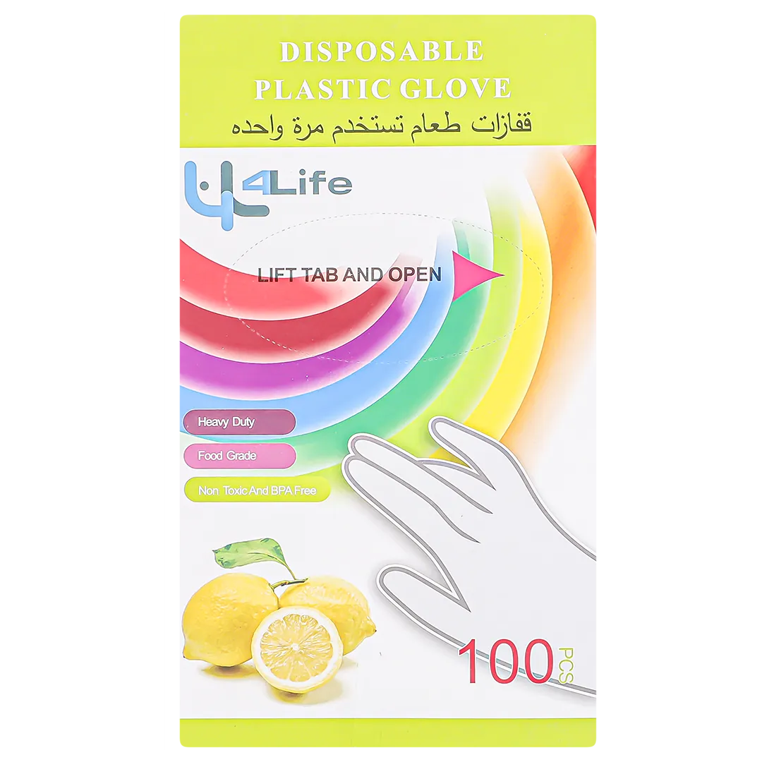 6865198508028_1 فور لايف قفازات بلاستيك استخدام مرة واحدة علبة 100 حبة - الصورة 1