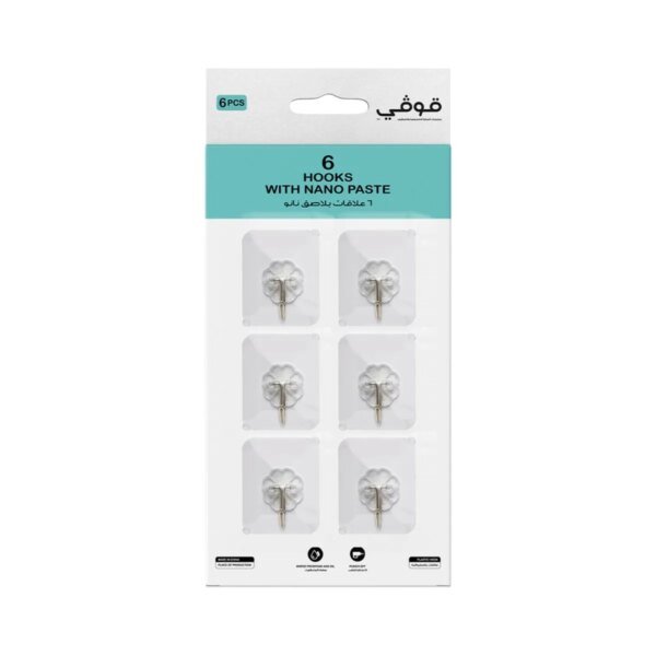 قوفي علاقات حائط بتقنية لاصق نانو طقم 6 قطع