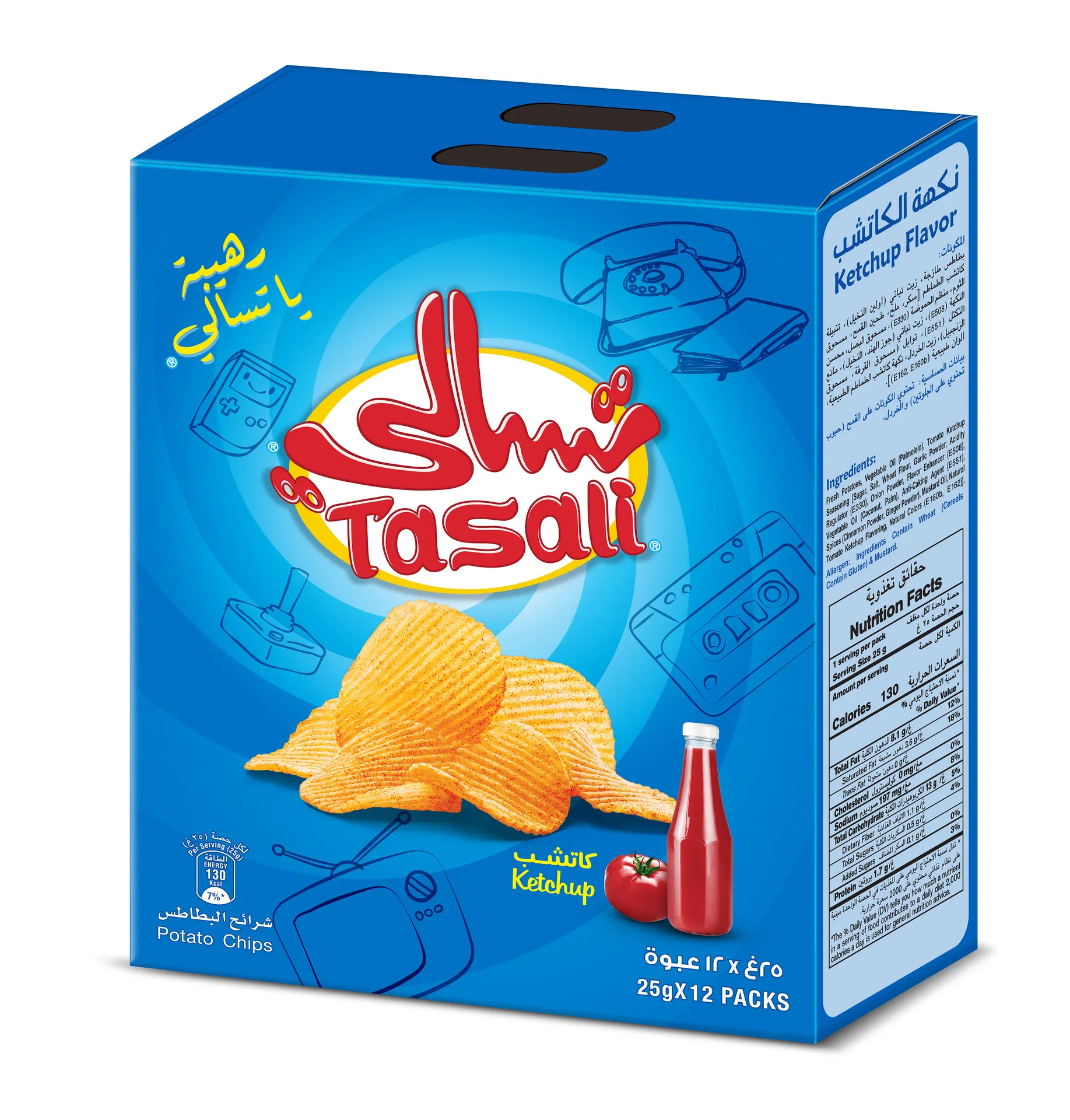 73e39a15-a2d6-4bc6-9291-79a6ac433eb2 تسالي رقائق البطاطس بنكهة الكاتشب 12 حبة 25 ج - الصورة 1