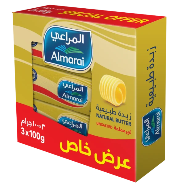 المراعي زبدة غير مملحة 3 حبات 100 ج