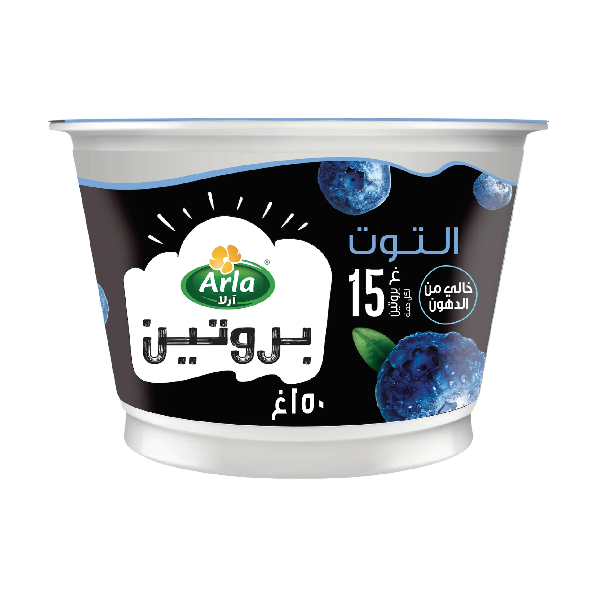 7b9b57d4-0d81-40ad-9ae4-b1ab7b79d230 آرلا بروتين زبادي بنكهة التوت الأزرق 150 ج - الصورة 1
