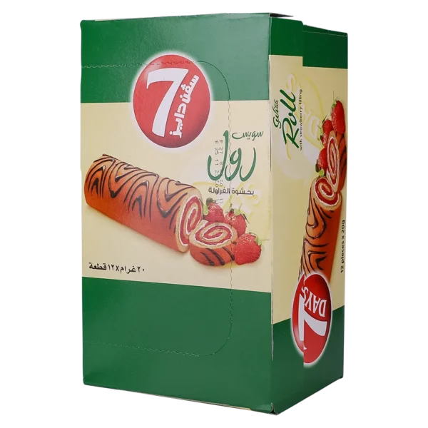 سفن دايز سويس رول ميني فراولة علبة 12 حبة 20ج