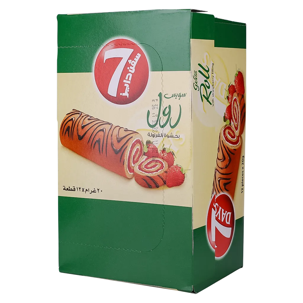 7ccf5268-4f22-4166-8b9b-2c51540c7a2d سفن دايز سويس رول ميني فراولة علبة 12 حبة 20ج - الصورة 1