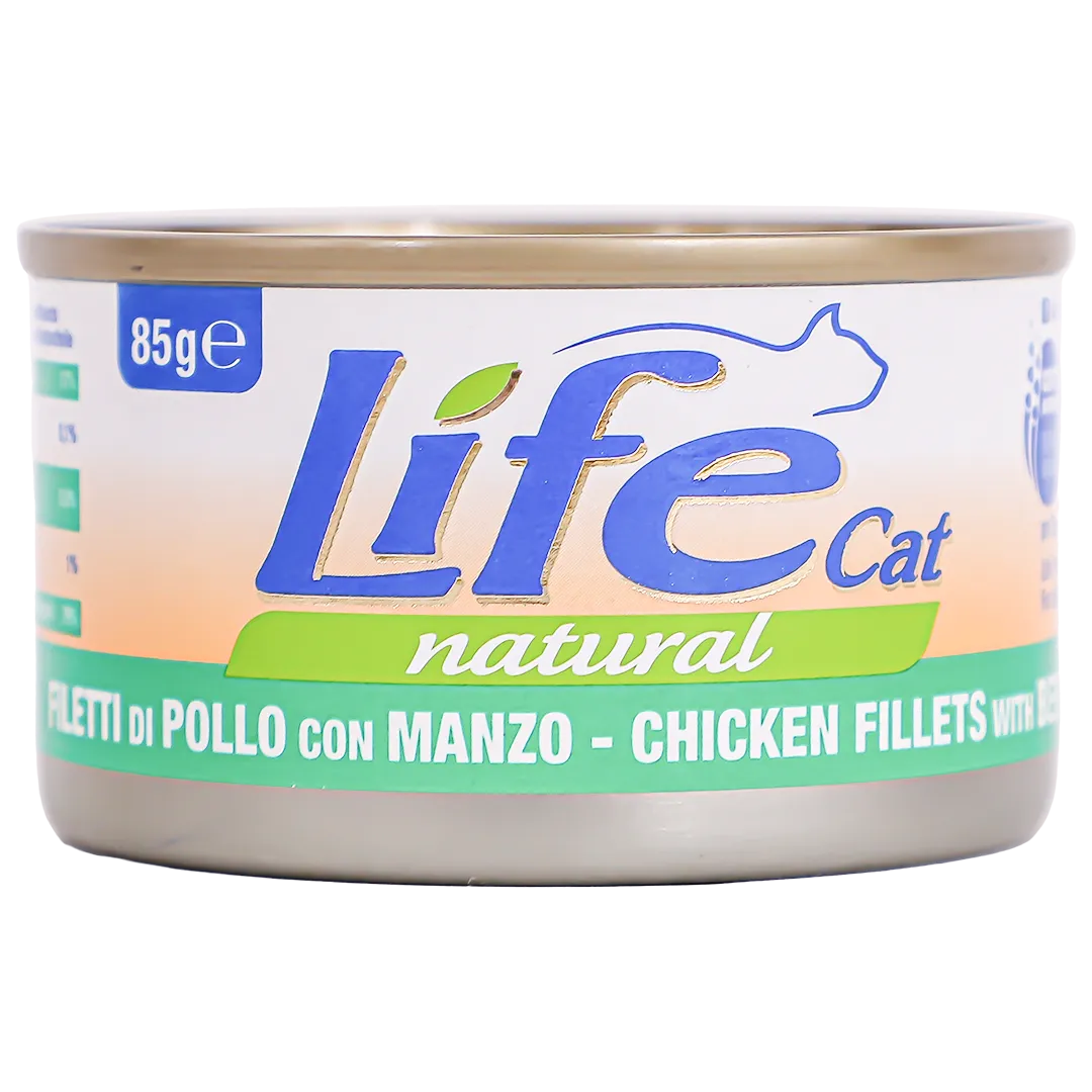 8034105422629_1 لايف كات طعام رطب للقطط بنكهة فيليه الدجاج مع لحم البقر 85 ج - الصورة 1