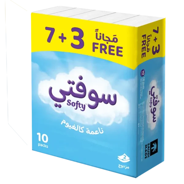 سوفتي مناديل وجه عبوة 7+3 مناديل