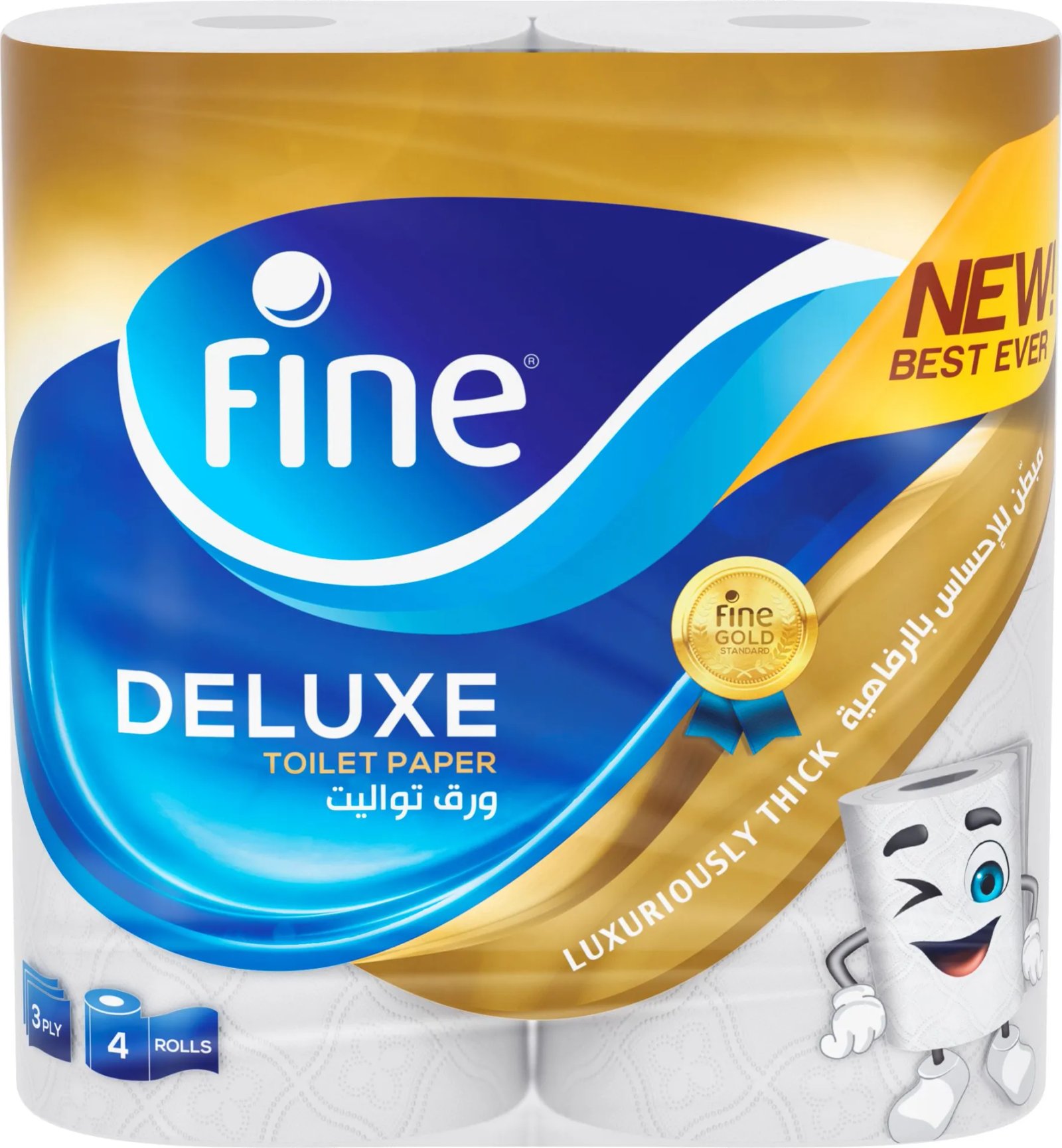 ad1834ac-b70a-4aa0-97c7-d4da65ef13f0_6251001310405 فاين مناديل تواليت ديلوكس 140 منديل 3 طبقات مجموعة 4 رول - الصورة 1