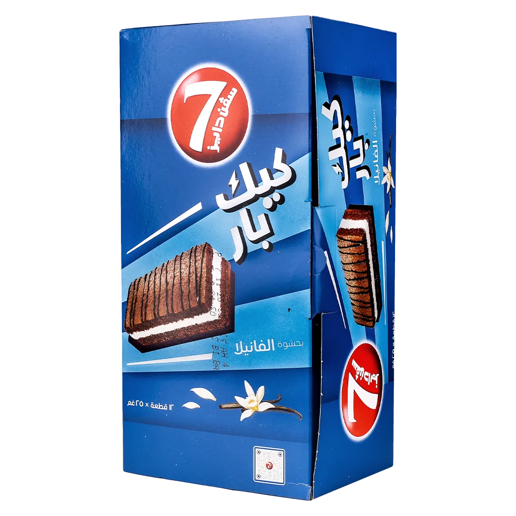 c0f3378d-0aef-45ab-9b52-3a63ea9aad10 سفن دايز كيك بار بحشوة الفانيليا علبة 12 حبة 25ج - الصورة 1