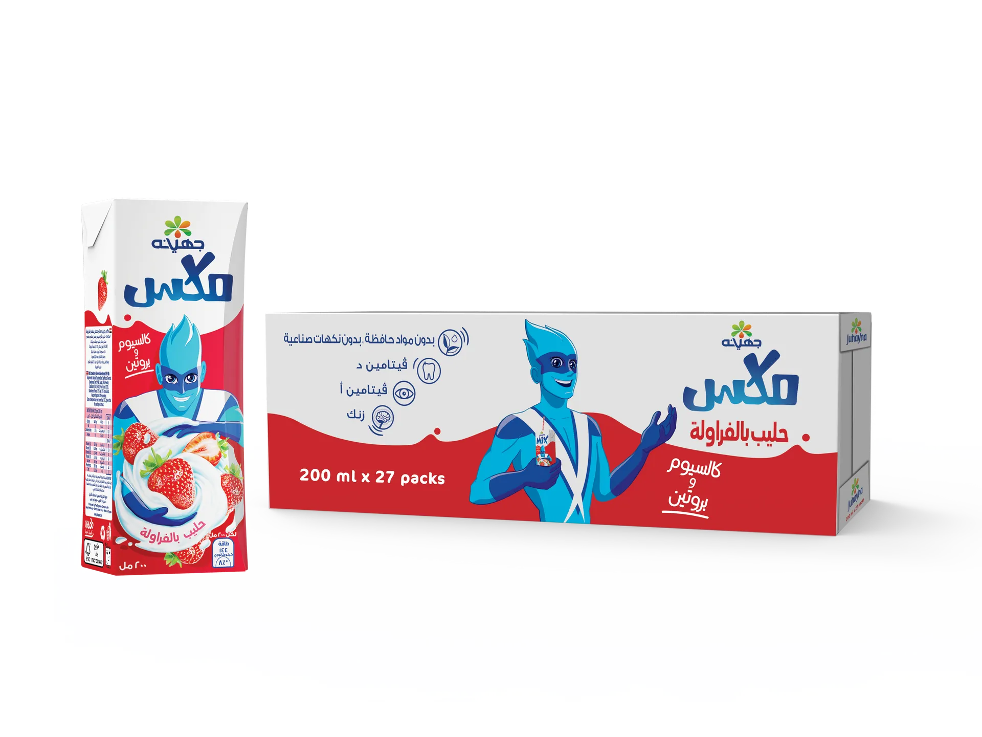 cbd79f12-b12b-44eb-8d02-a7409b336ef9 جهينة مكس حليب بالفراولة 27 حبة 200 مل - الصورة 1