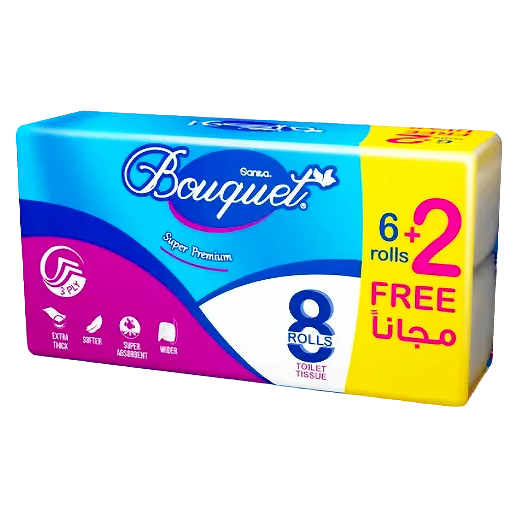 dacad4ff-4939-42f8-bcf6-2a1a3f34eef7 سانيتا بوكيه ورق الحمام 6+2 رول 171 ورقة - الصورة 1
