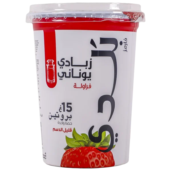 بلدي زبادي يوناني بروتين فراوله قليل الدسم ٤٥٠ ج